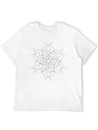 Modern Geometric Flower Black T-Shirt