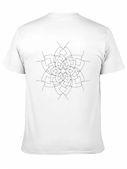 Modern Geometric Flower Black T-Shirt