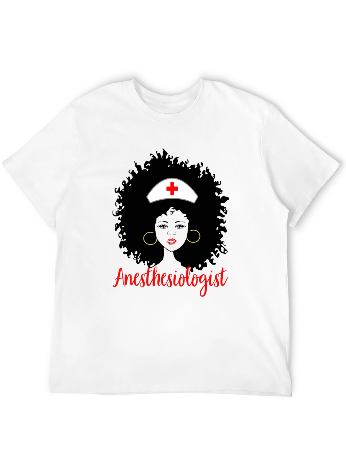 Anesthesiologist Afro Nurse T-Shirt Black