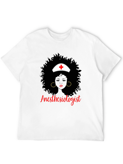 Anesthesiologist Afro Nurse T-Shirt Black
