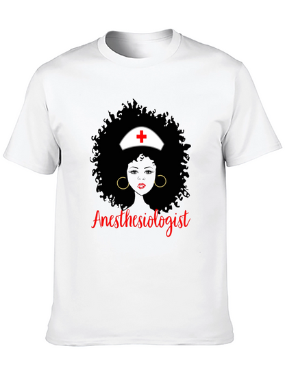 Anesthesiologist Afro Nurse T-Shirt Black