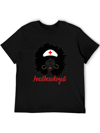 Anesthesiologist Afro Nurse T-Shirt Black