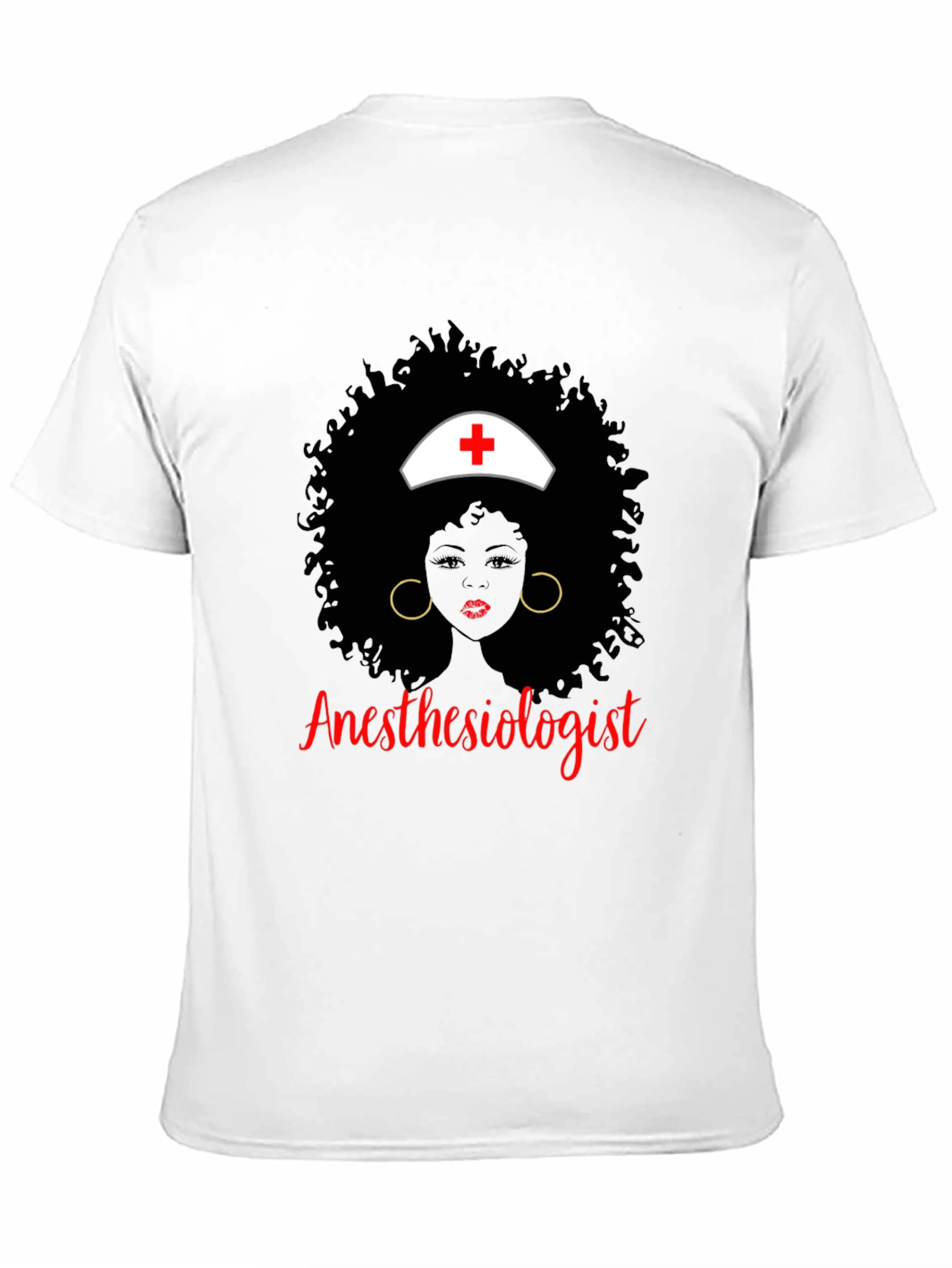 Anesthesiologist Afro Nurse T-Shirt Black