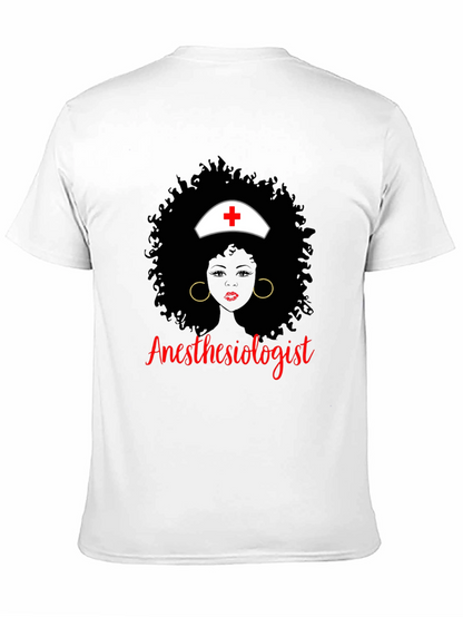 Anesthesiologist Afro Nurse T-Shirt Black