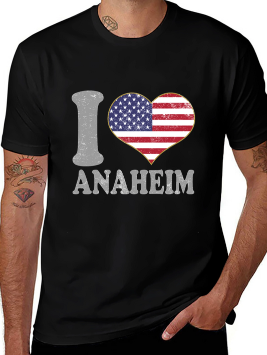 I Love Anaheim T-Shirt - American Flag Heart