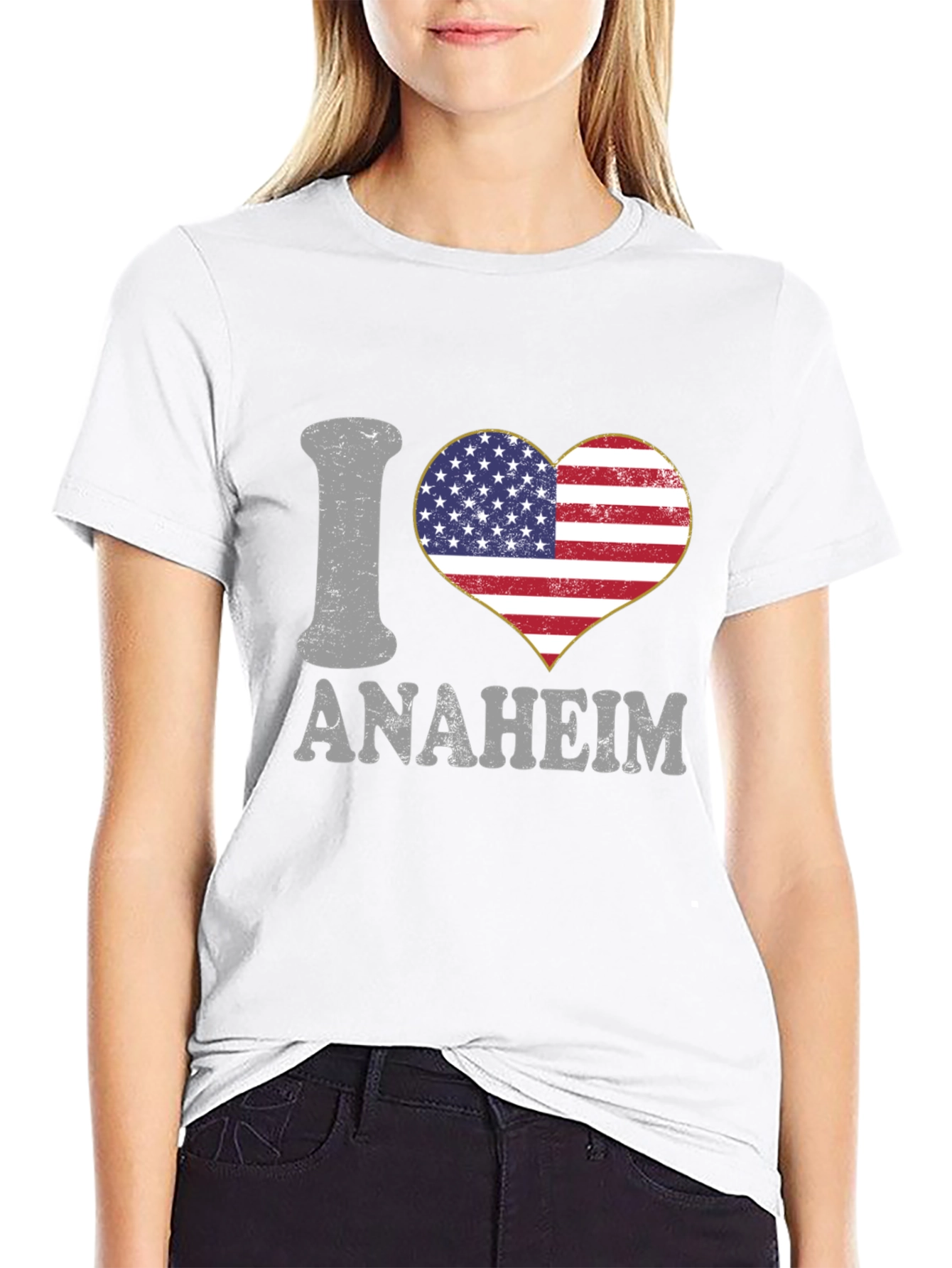 I Love Anaheim T-Shirt - American Flag Heart