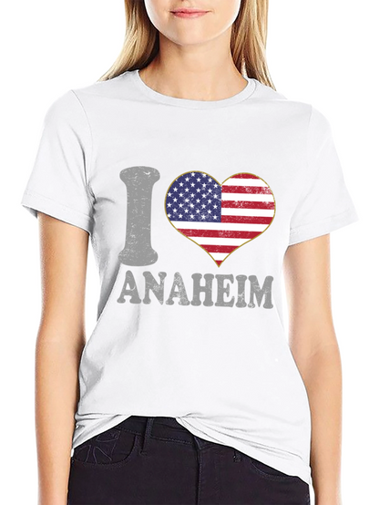 I Love Anaheim T-Shirt - American Flag Heart