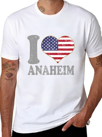 I Love Anaheim T-Shirt - American Flag Heart