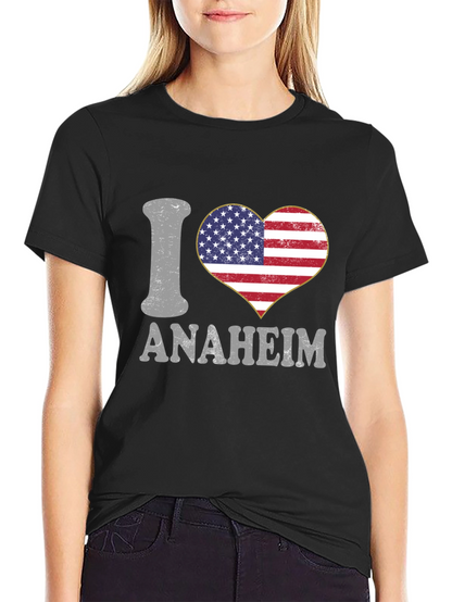 I Love Anaheim T-Shirt - American Flag Heart