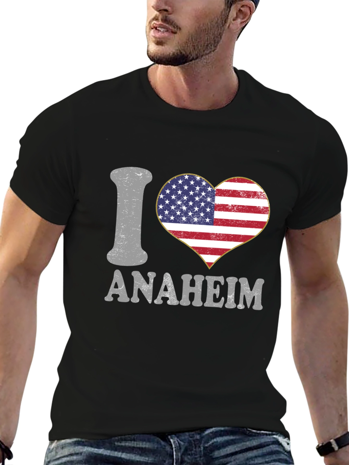 I Love Anaheim T-Shirt - American Flag Heart