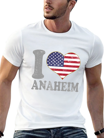 I Love Anaheim T-Shirt - American Flag Heart