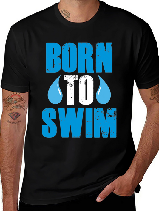 Born To Swim Graphic T-Shirt - Black