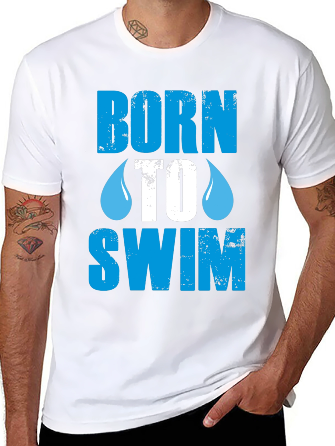 Born To Swim Graphic T-Shirt - Black