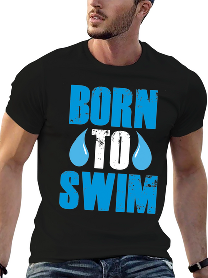 Born To Swim Graphic T-Shirt - Black