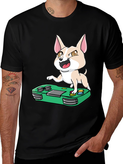 Gaming Chihuahua Graphic Tee - Black T-Shirt