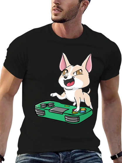Gaming Chihuahua Graphic Tee - Black T-Shirt
