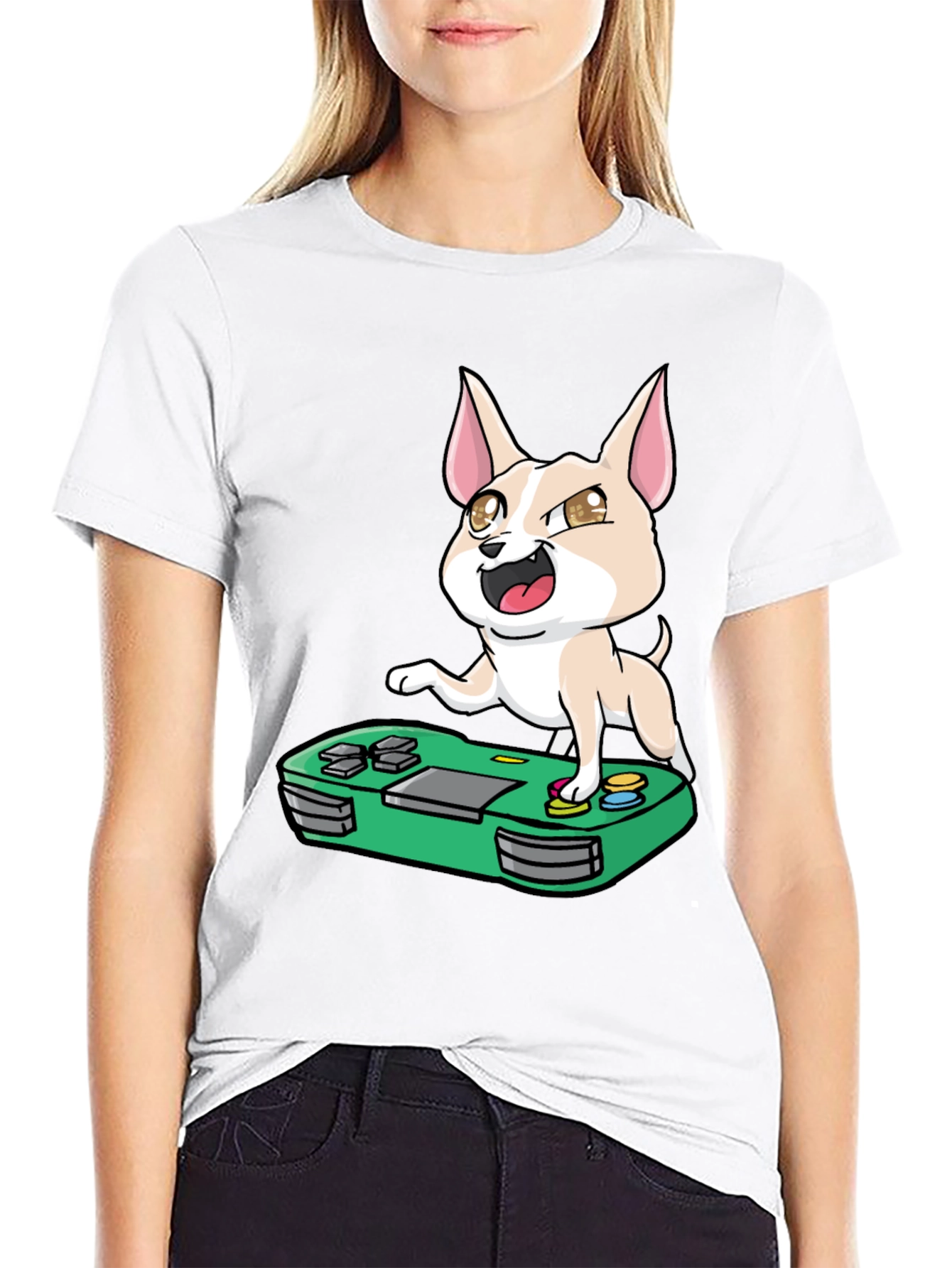 Gaming Chihuahua Graphic Tee - Black T-Shirt