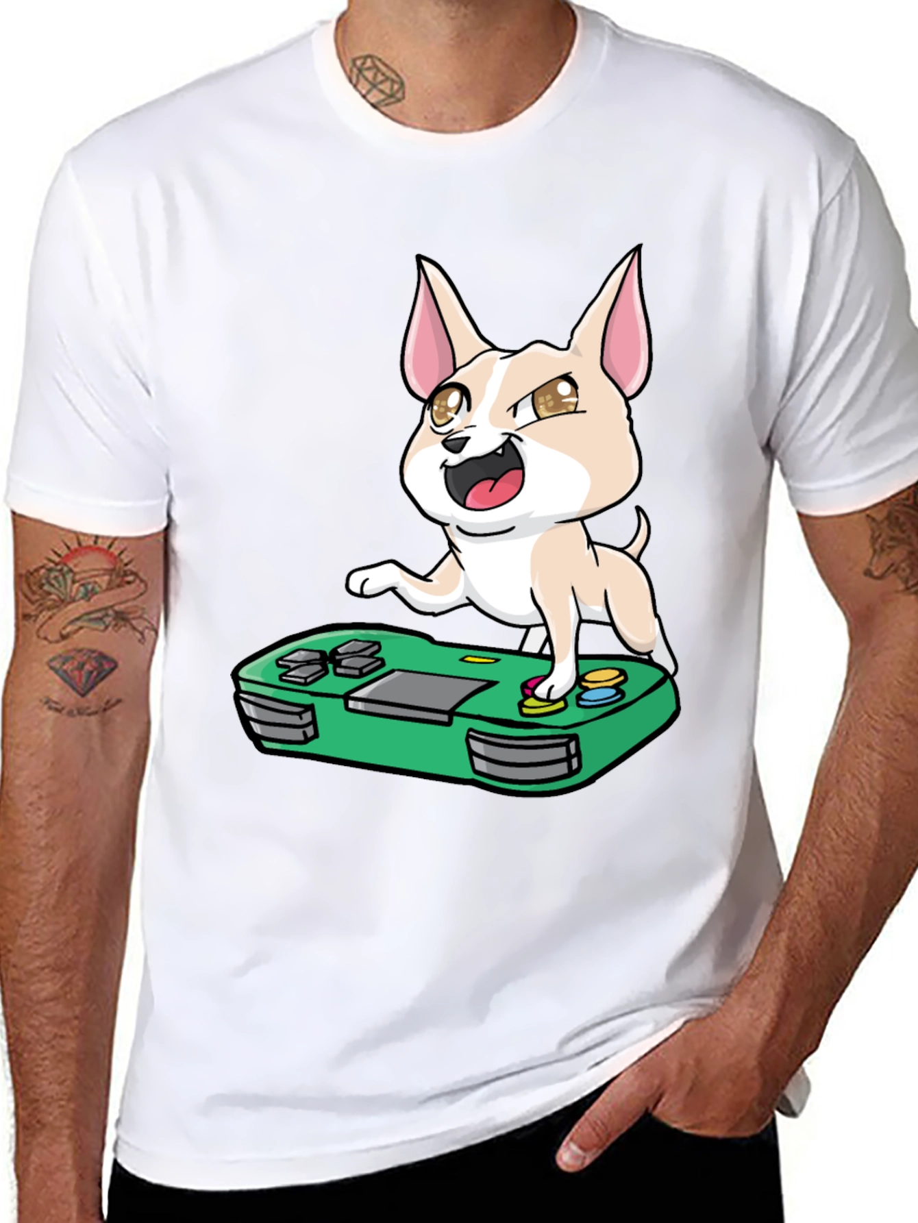 Gaming Chihuahua Graphic Tee - Black T-Shirt
