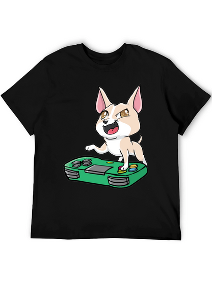 Gaming Chihuahua Graphic Tee - Black T-Shirt