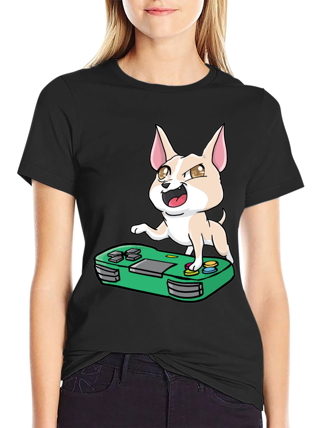 Gaming Chihuahua Graphic Tee - Black T-Shirt