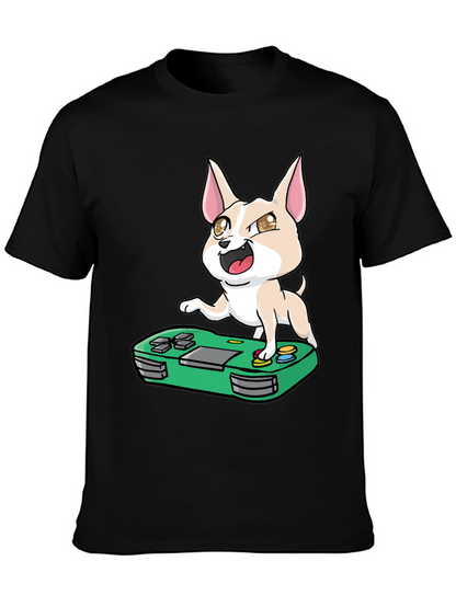 Gaming Chihuahua Graphic Tee - Black T-Shirt
