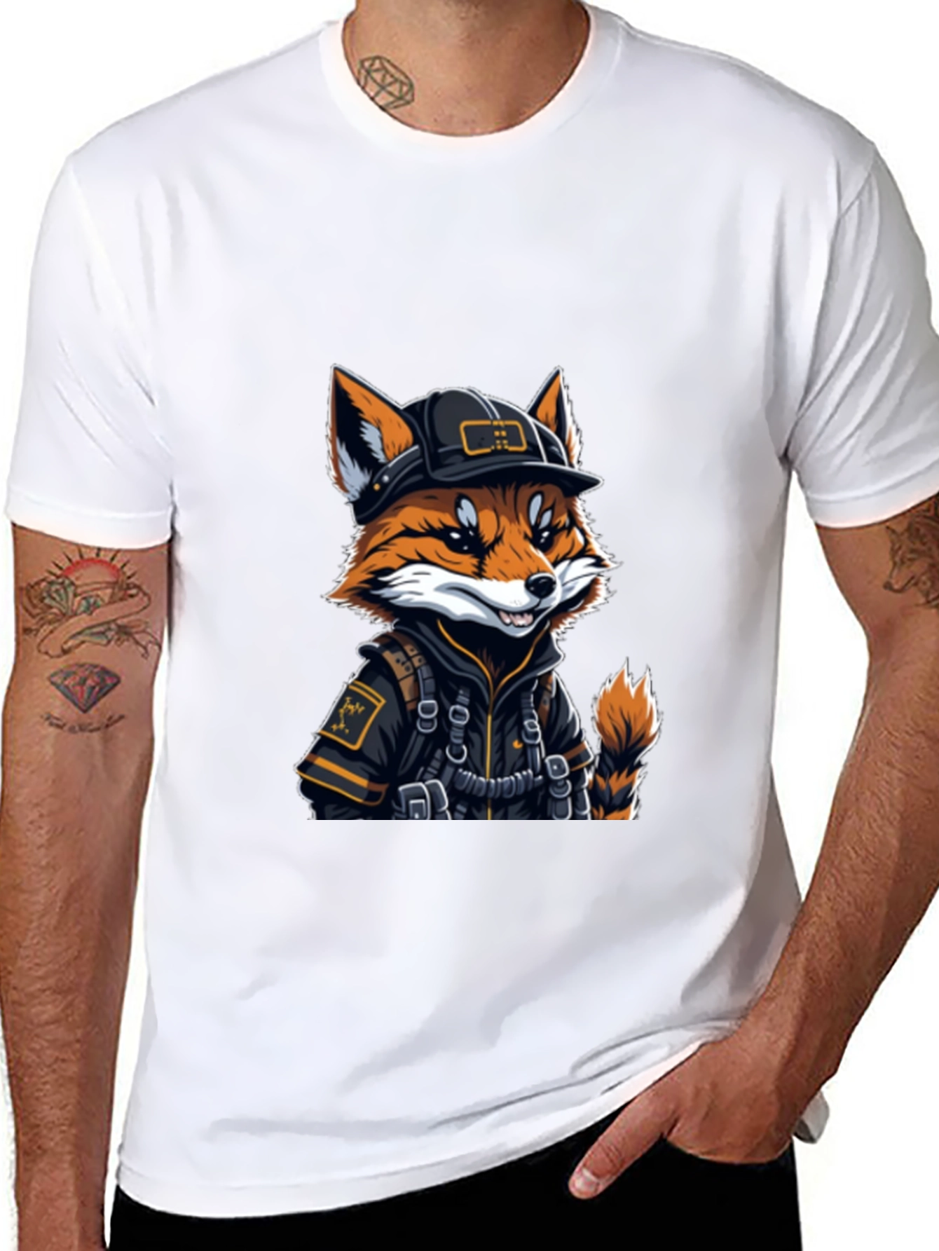 Cool Fox Graphic Tee - Black Cotton Comfort