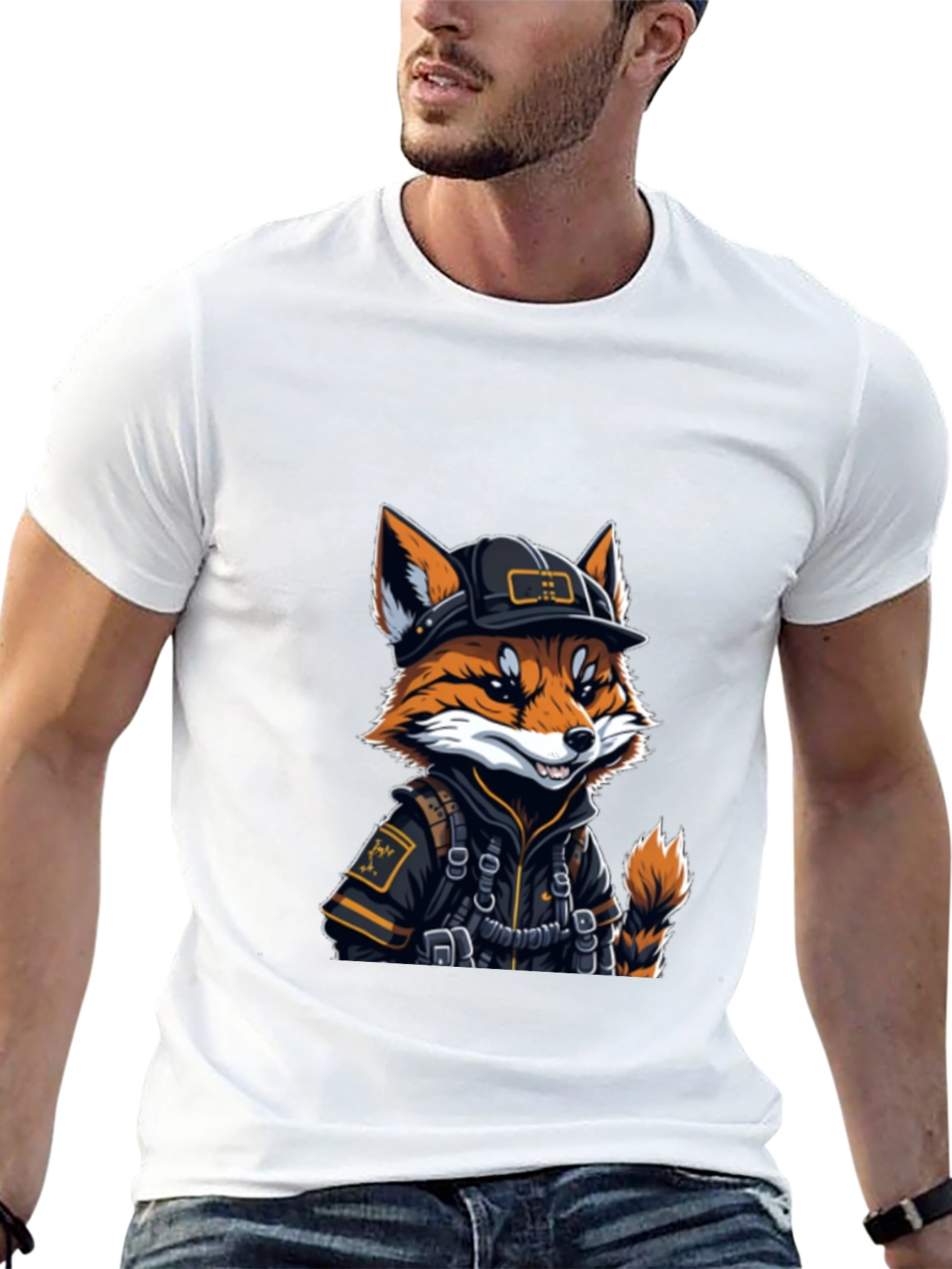 Cool Fox Graphic Tee - Black Cotton Comfort