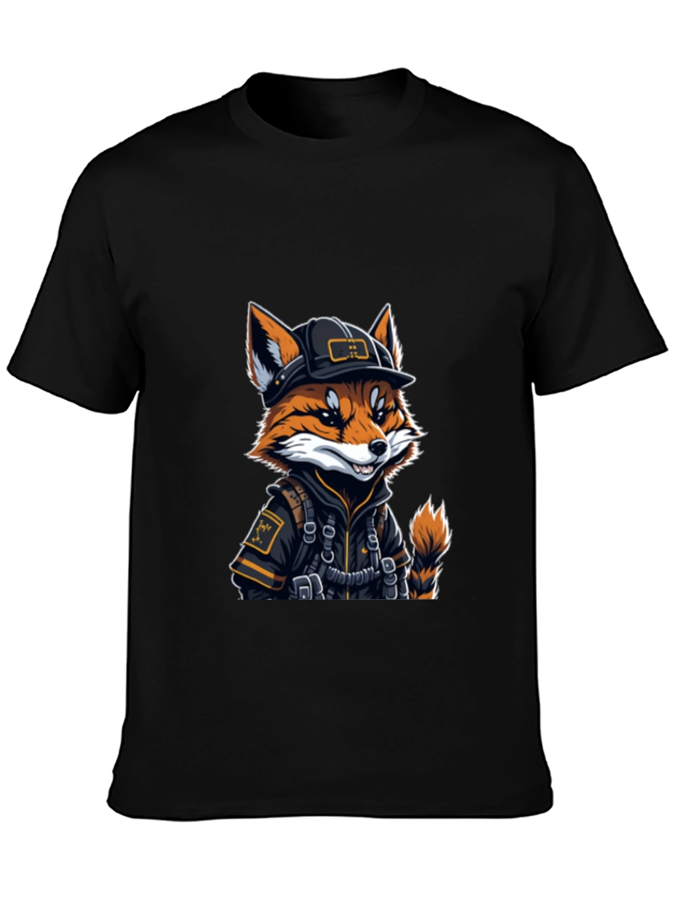 Cool Fox Graphic Tee - Black Cotton Comfort