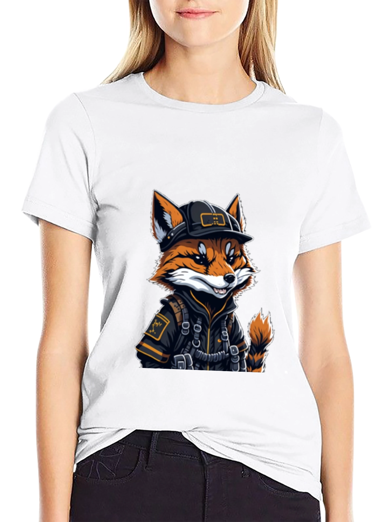 Cool Fox Graphic Tee - Black Cotton Comfort