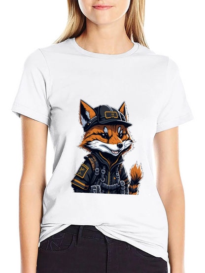 Cool Fox Graphic Tee - Black Cotton Comfort