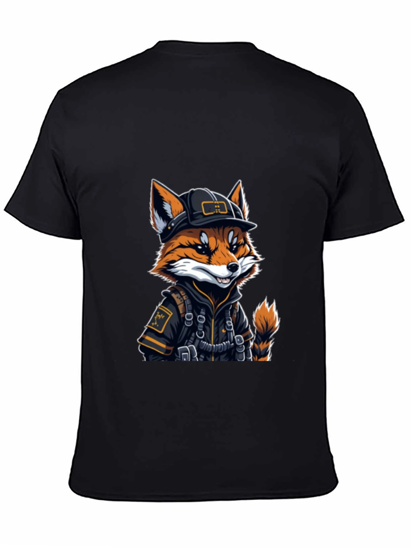 Cool Fox Graphic Tee - Black Cotton Comfort