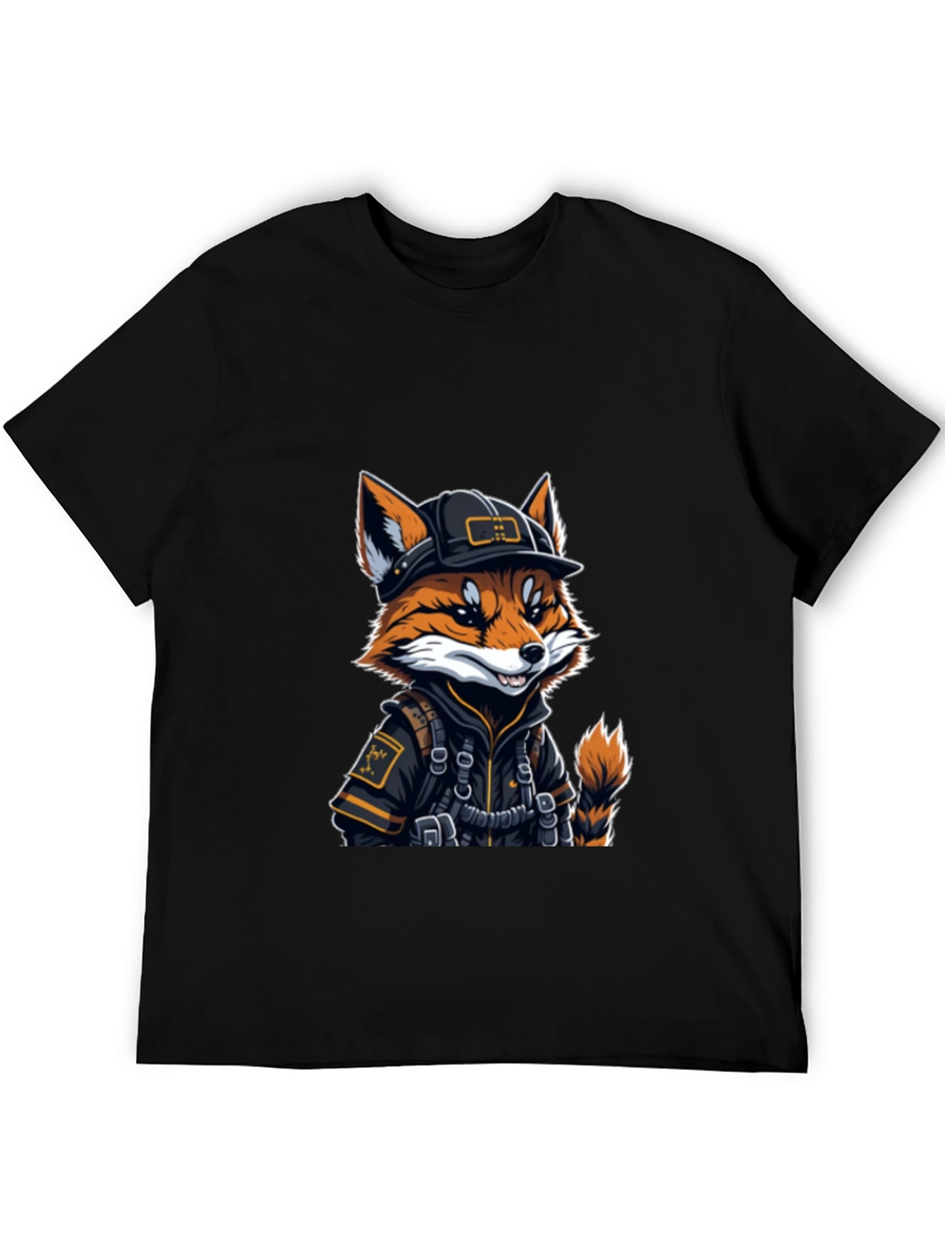 Cool Fox Graphic Tee - Black Cotton Comfort