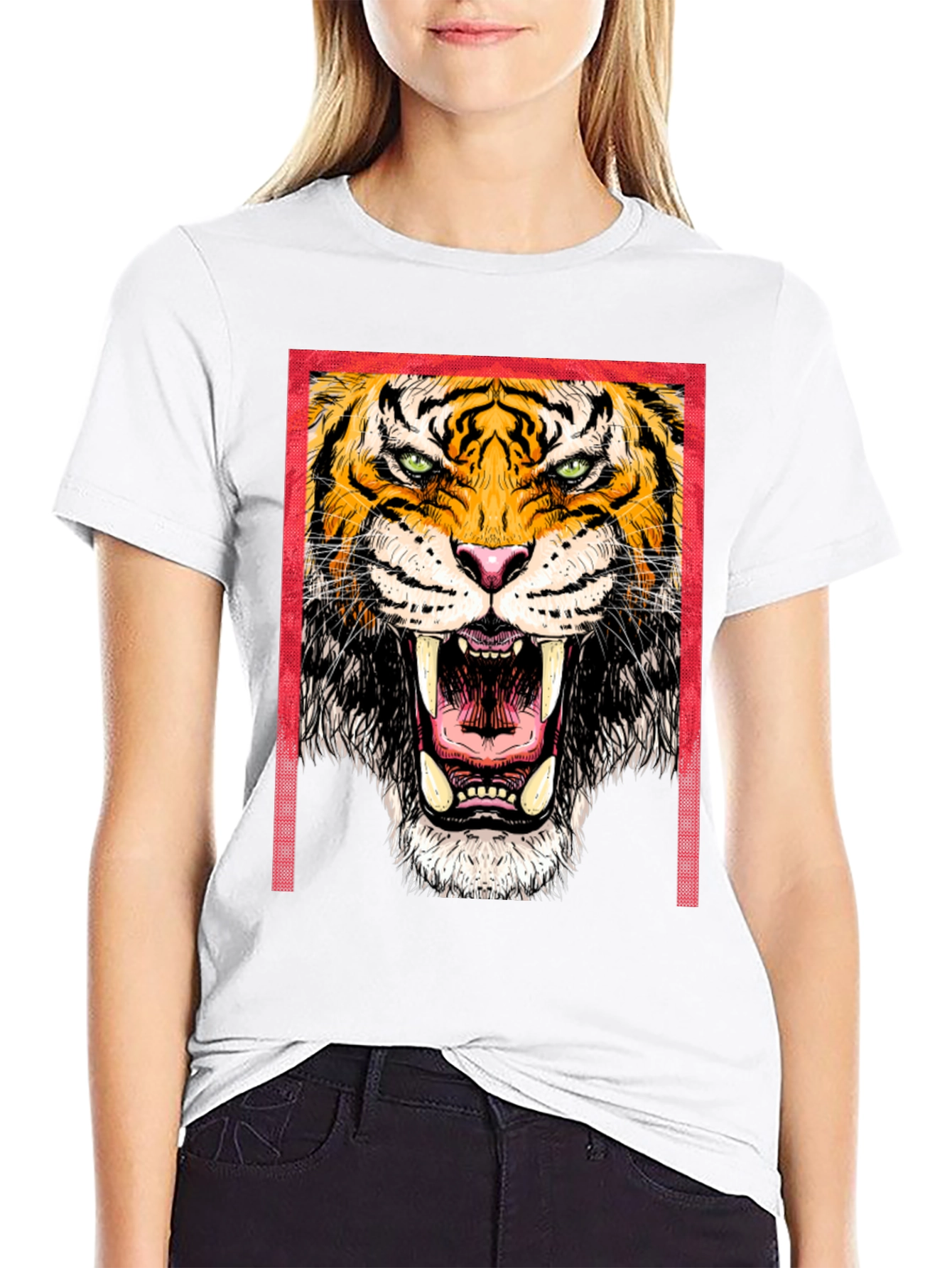 Bold Tiger Graphic Print T-Shirt