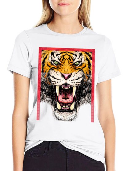 Bold Tiger Graphic Print T-Shirt