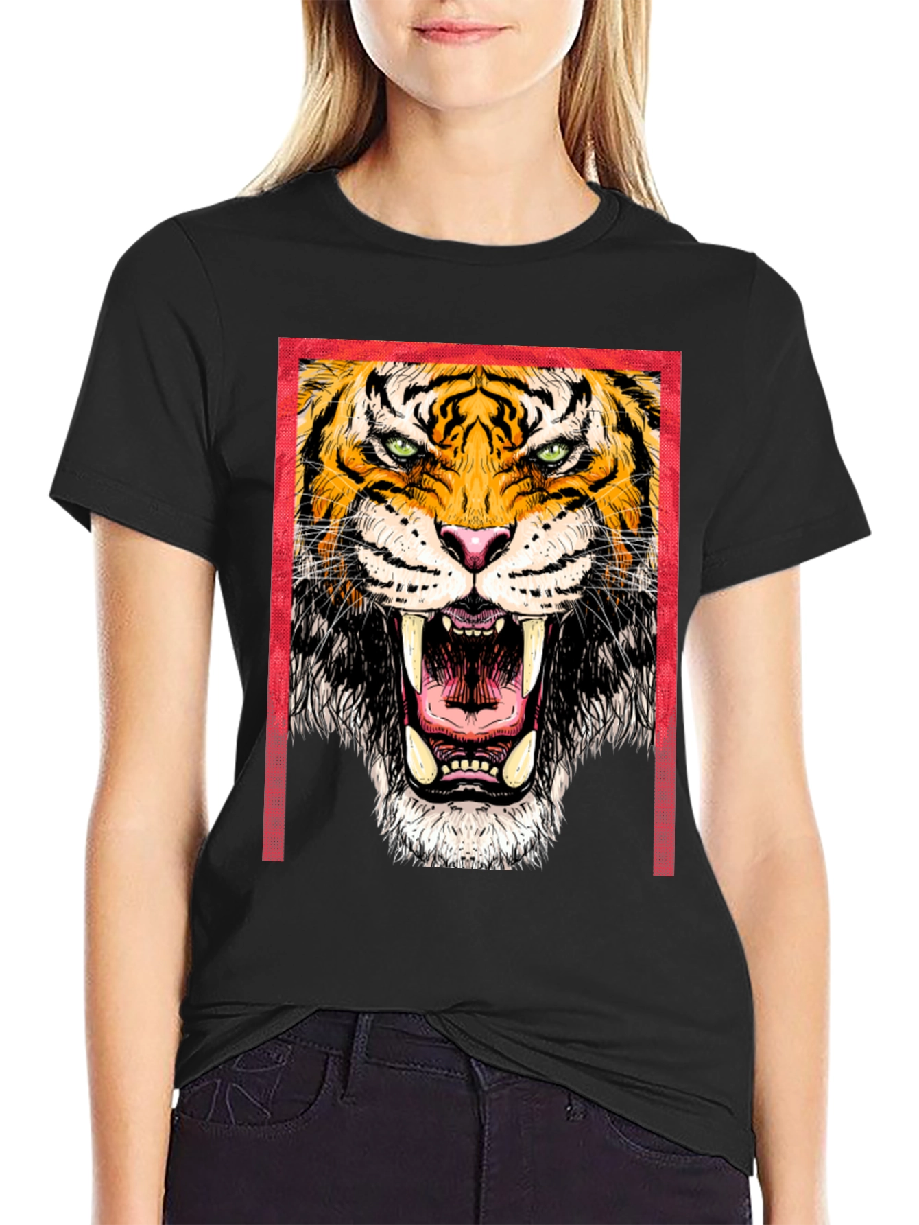 Bold Tiger Graphic Print T-Shirt