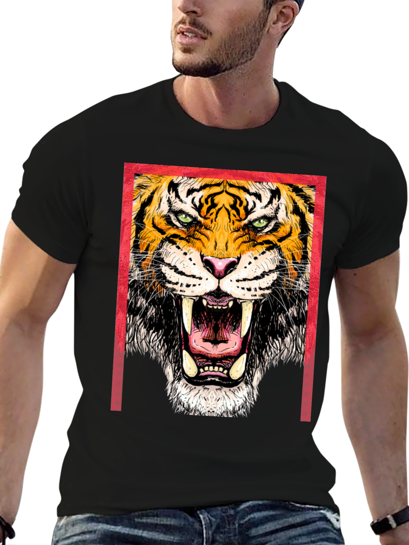 Bold Tiger Graphic Print T-Shirt