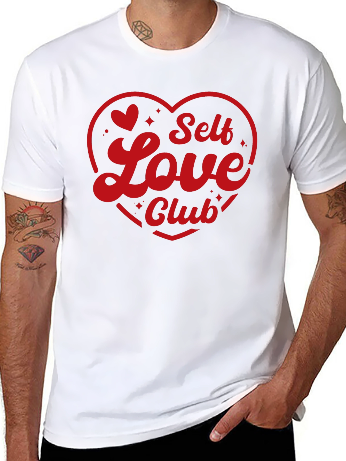 Self Love Club Graphic Tee - Trendy Heart Design