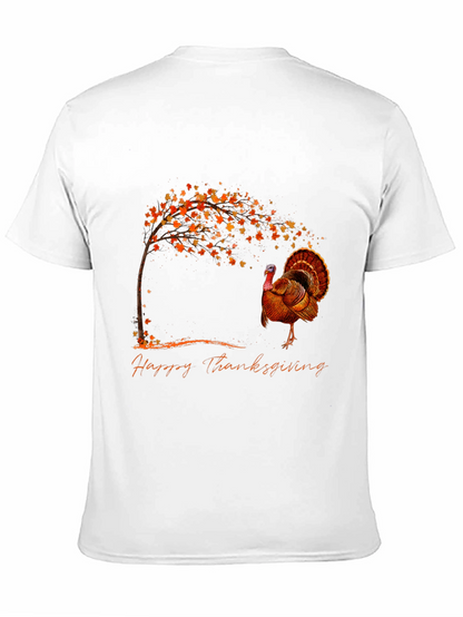 Thanksgiving Turkey Graphic Tee - Black Cotton Blend