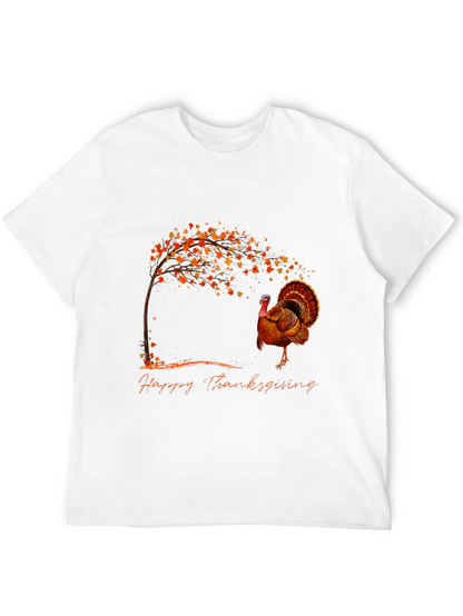 Thanksgiving Turkey Graphic Tee - Black Cotton Blend