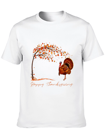 Thanksgiving Turkey Graphic Tee - Black Cotton Blend