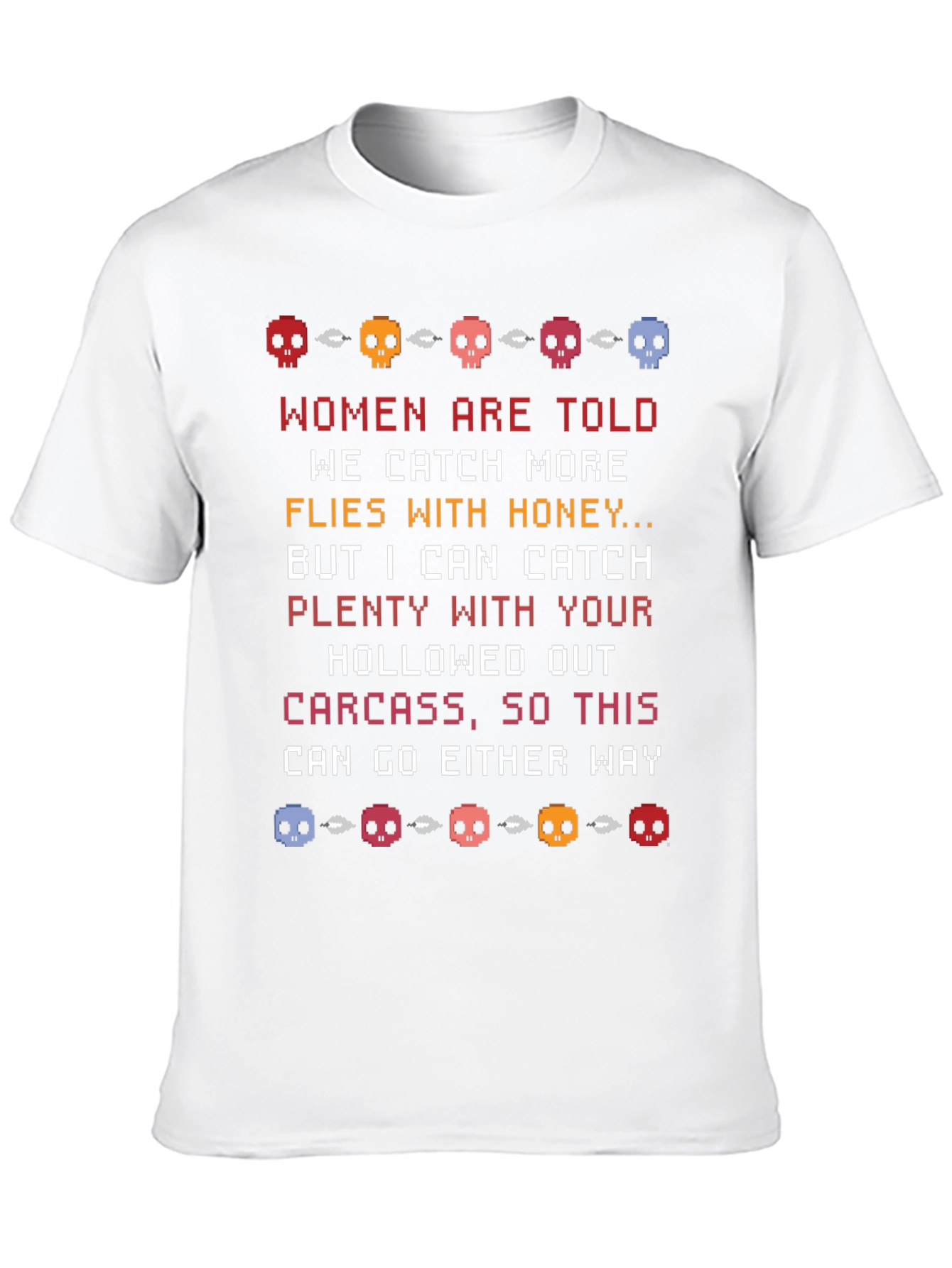 Humorous Skull Pixel Art T-Shirt