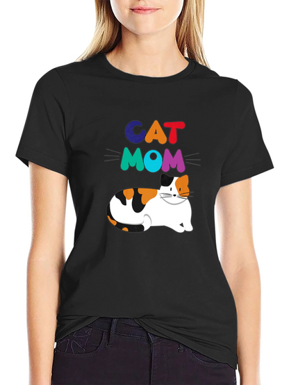 Cat Mom Graphic T-Shirt - Trendy Pet Lover Tee