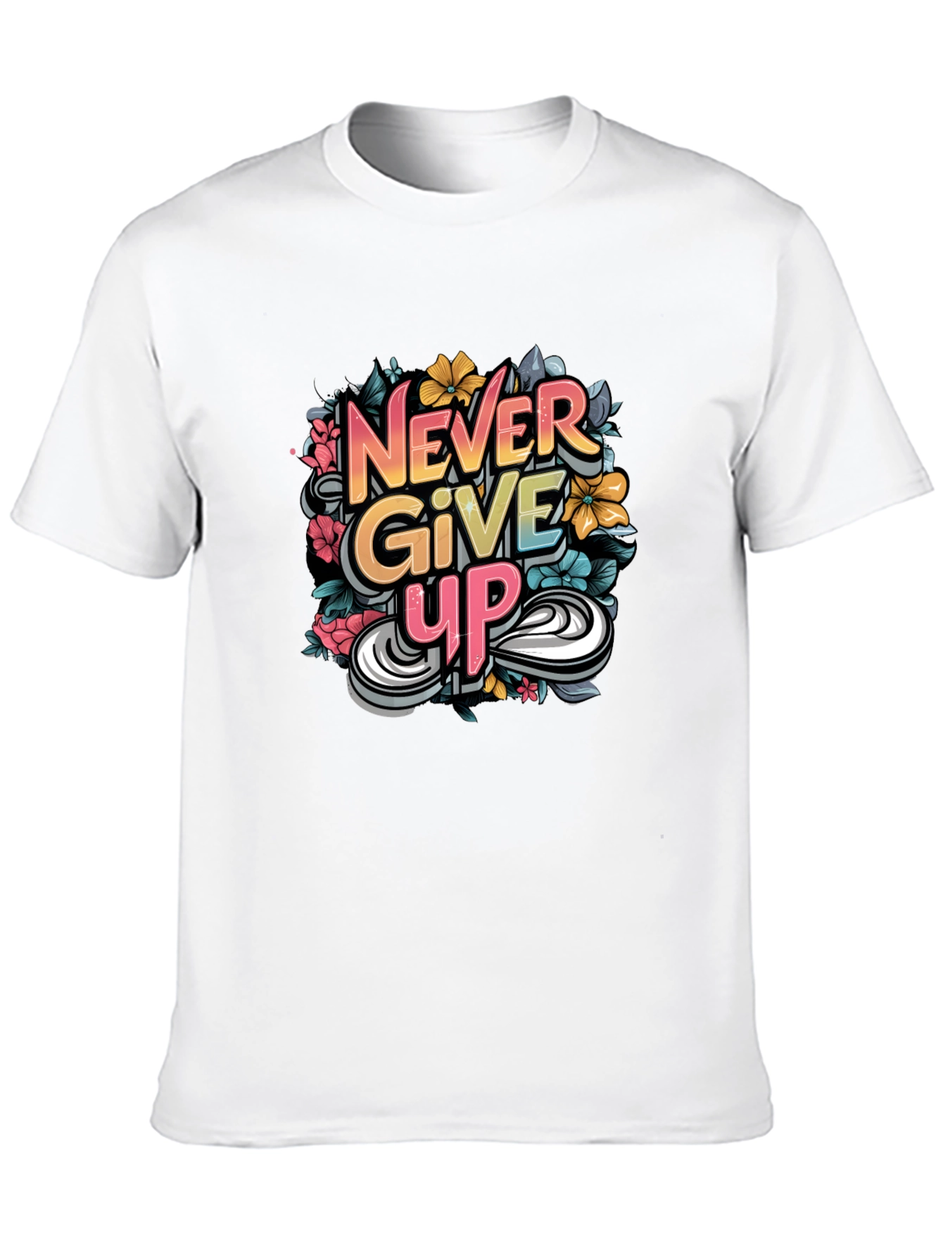 Never Give Up Graphic Print Tee