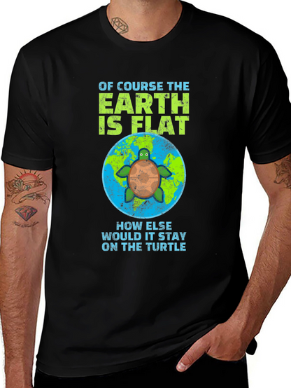 Flat Earth Turtle Humor T-Shirt