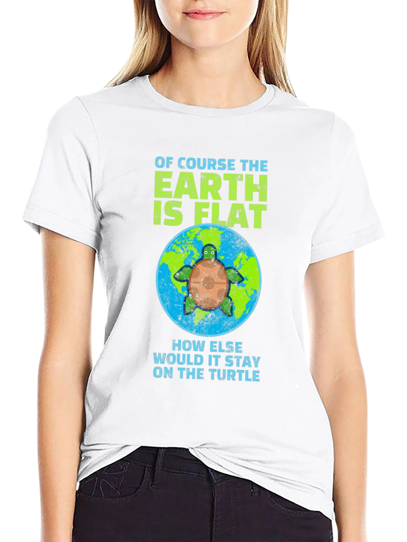 Flat Earth Turtle Humor T-Shirt