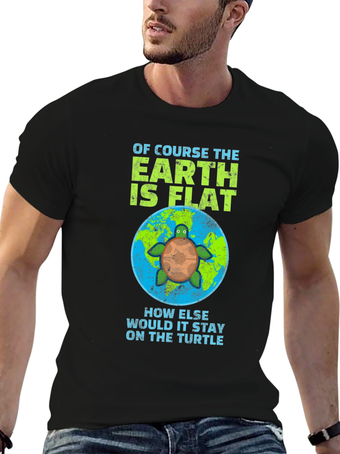 Flat Earth Turtle Humor T-Shirt