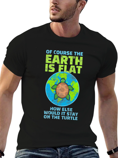 Flat Earth Turtle Humor T-Shirt