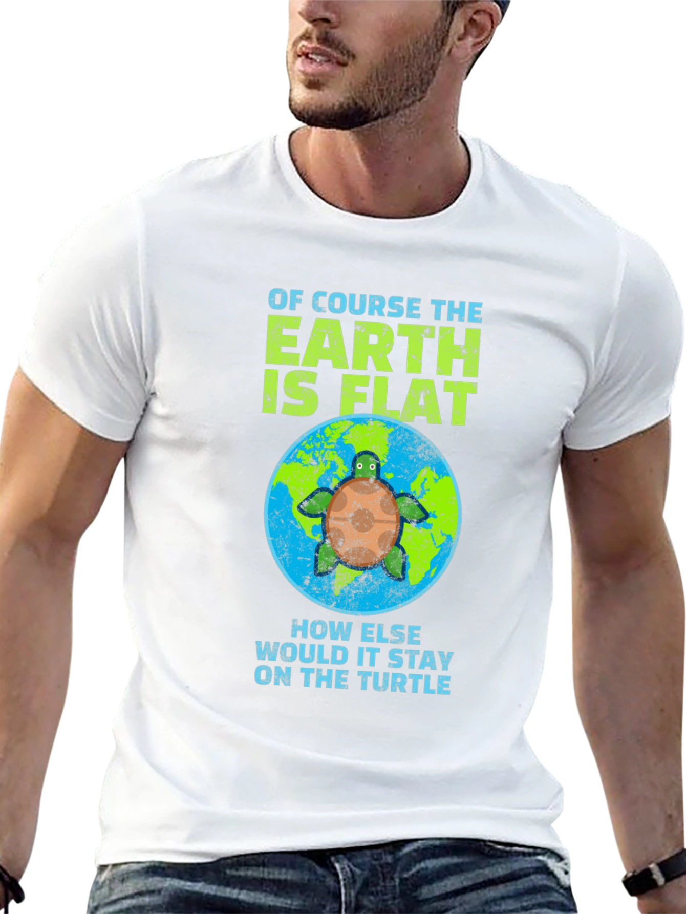 Flat Earth Turtle Humor T-Shirt