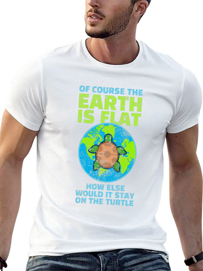 Flat Earth Turtle Humor T-Shirt