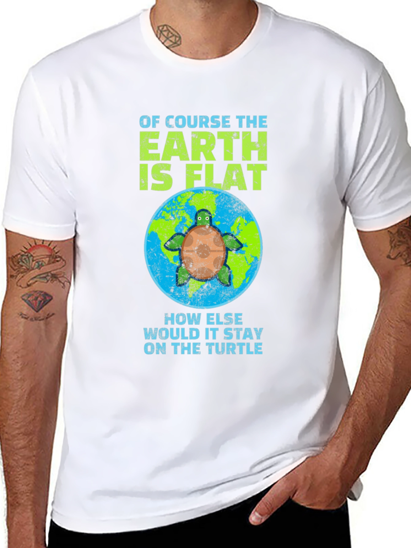 Flat Earth Turtle Humor T-Shirt